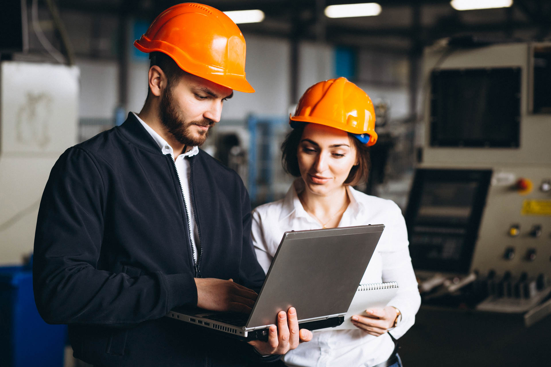 Man and woman at a factory